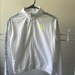 White Jacket with Leopard Print Accents